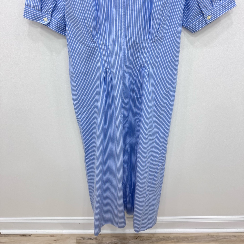 LOFT Striped Poplin Pleated Bodice Shirt Dress Blue White Stripe NWT Plus Sz 18 - Picture 9 of 9